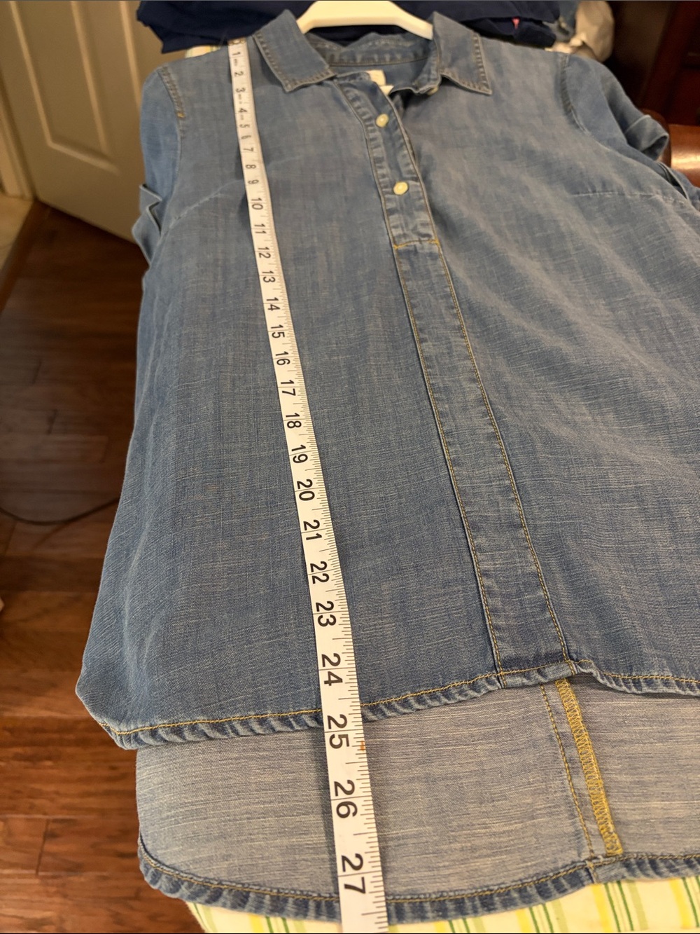 J. Crew Chambray Short-Sleeve Button Front Top - Light Blue - Picture 11 of 11